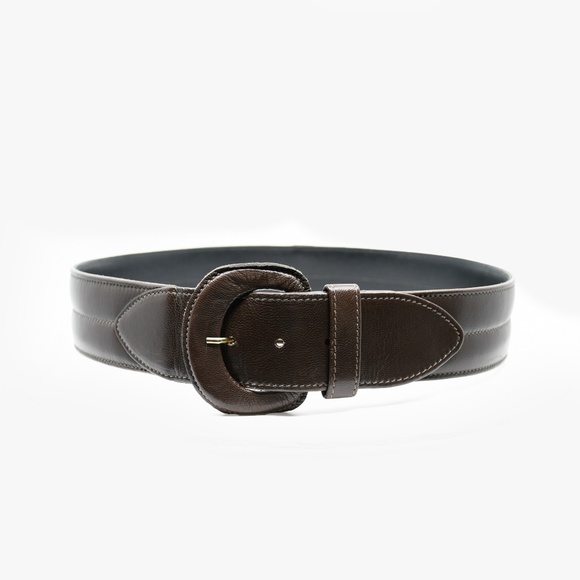 LINDA LUNDSTRÖM Brown Leather Belt with Buckle Size L - Picture 1 of 8